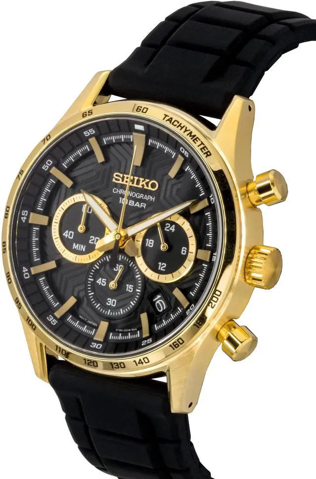 Alt view image 2 of 4 - Seiko Sport Chronograph  Black Dial Quartz 100M Men's Watch SSB446P1