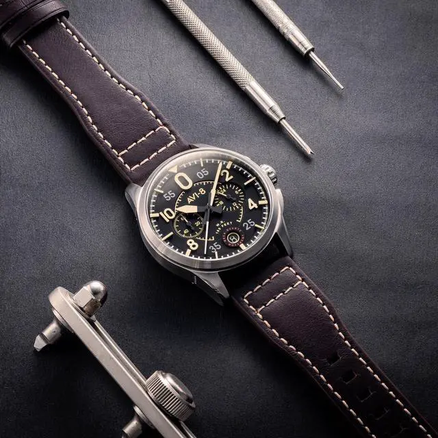 Alt view image 5 of 7 - AVI-8 Spitfire Lock Midnight Oak Chronograph Quartz AV-4089-01 Men's Watch