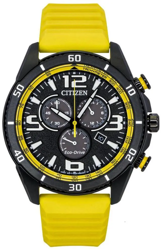 Main image of Citizen Brycen Chronograph Silicone Strap Black Dial Eco-Drive AT2585-08E 100M Men's Watch
