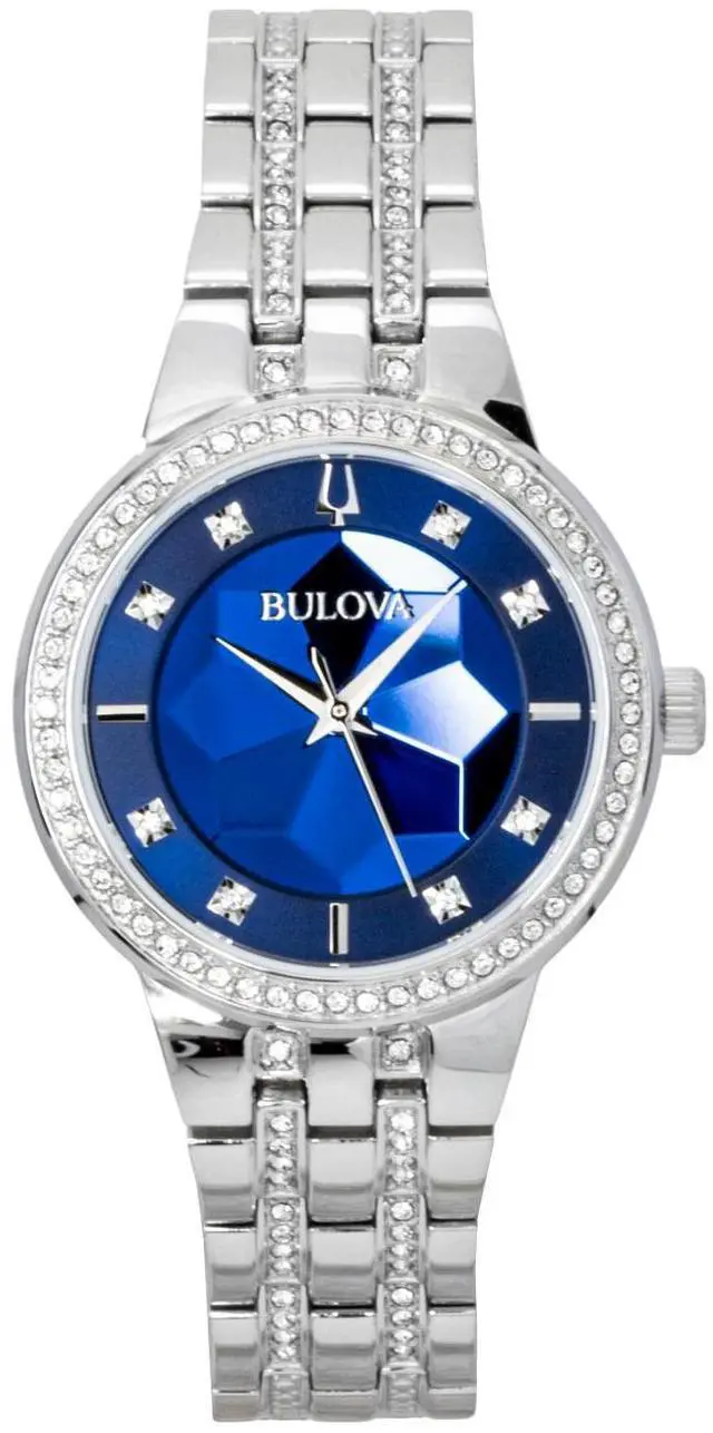 Alt view image 3 of 5 - Bulova Ladies Phantom Blue Dial Stainless Steel Crystal Quartz Watch 96L276