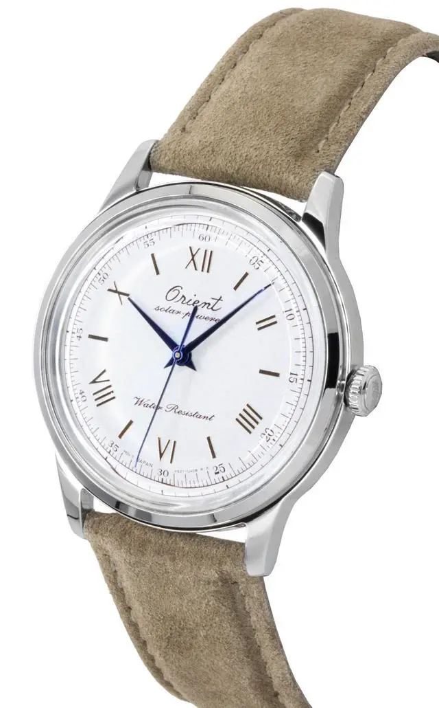 Alt view image 2 of 4 - Orient Bambino 75th Anniversary Limited Edition White Dial Solar RA-WK0006S Men's Watch With Extra Strap