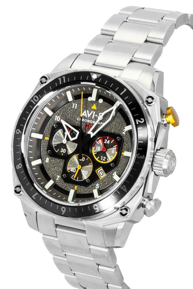 Alt view image 3 of 4 - AVI-8 Hawker Hunter Atlas Dual Time Chronograph Stainless Steel Shadow Grey Dial Quartz AV-4100-33 Men's Watch