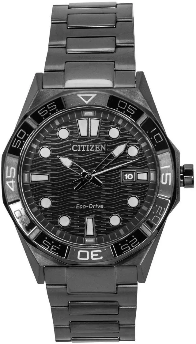 Main image of Citizen Brycen Stainless Steel Black Dial Eco-Drive AW1855-52E 100M Men's Watch