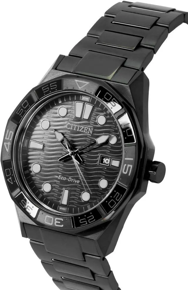 Alt view image 3 of 4 - Citizen Brycen Stainless Steel Black Dial Eco-Drive AW1855-52E 100M Men's Watch