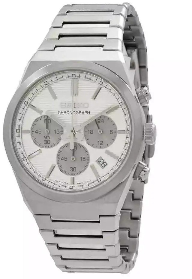 Main image of Seiko Discover More Classic Chronograph Stainless Steel White Dial Quartz SSB451P1 100M Men's Watch