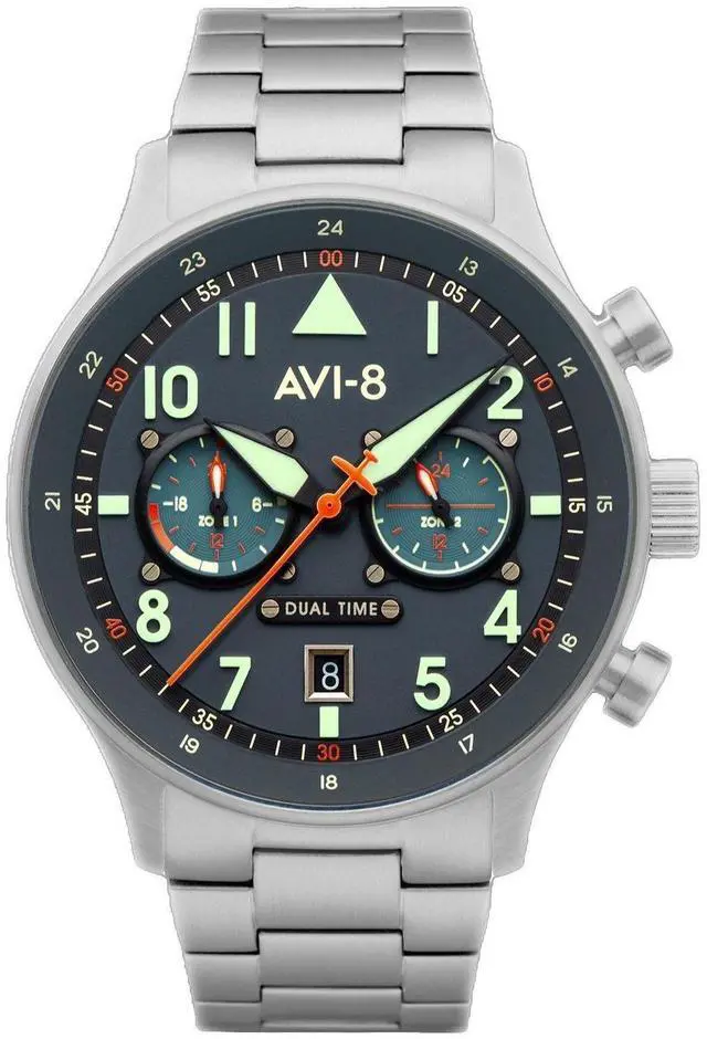 Main image of AVI-8 Hawker Hurricane Carey Dual Time Gutersloh Stainless Steel Blue Dial Quartz AV-4088-22 Men's Watch
