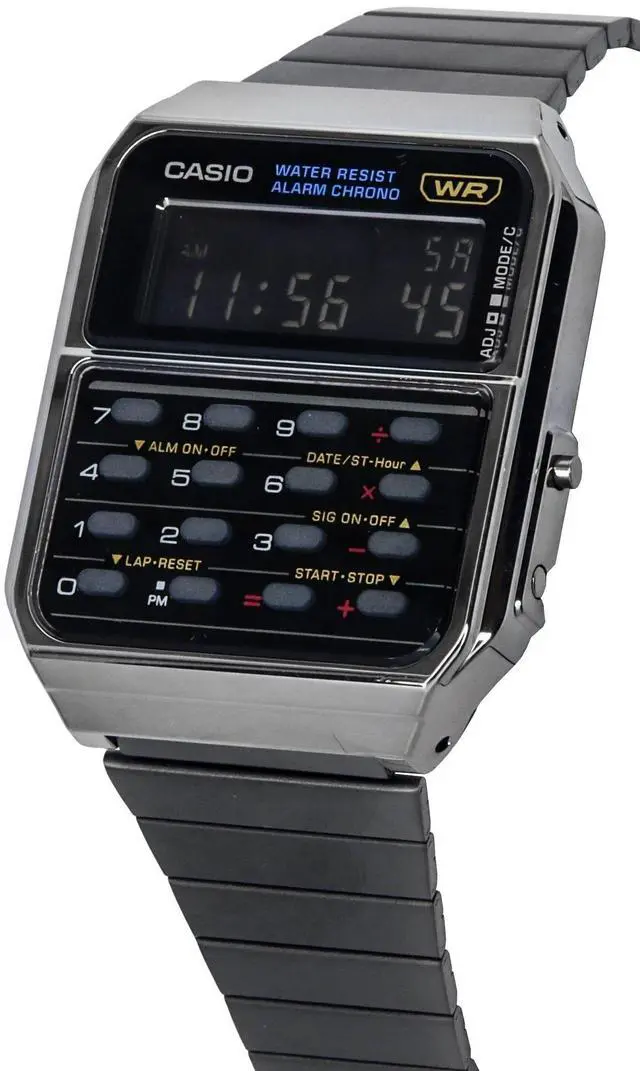 Alt view image 2 of 3 - Casio Vintage Digital Calculator Stainless Steel Quartz CA-500WEGG-1B Men's Watch