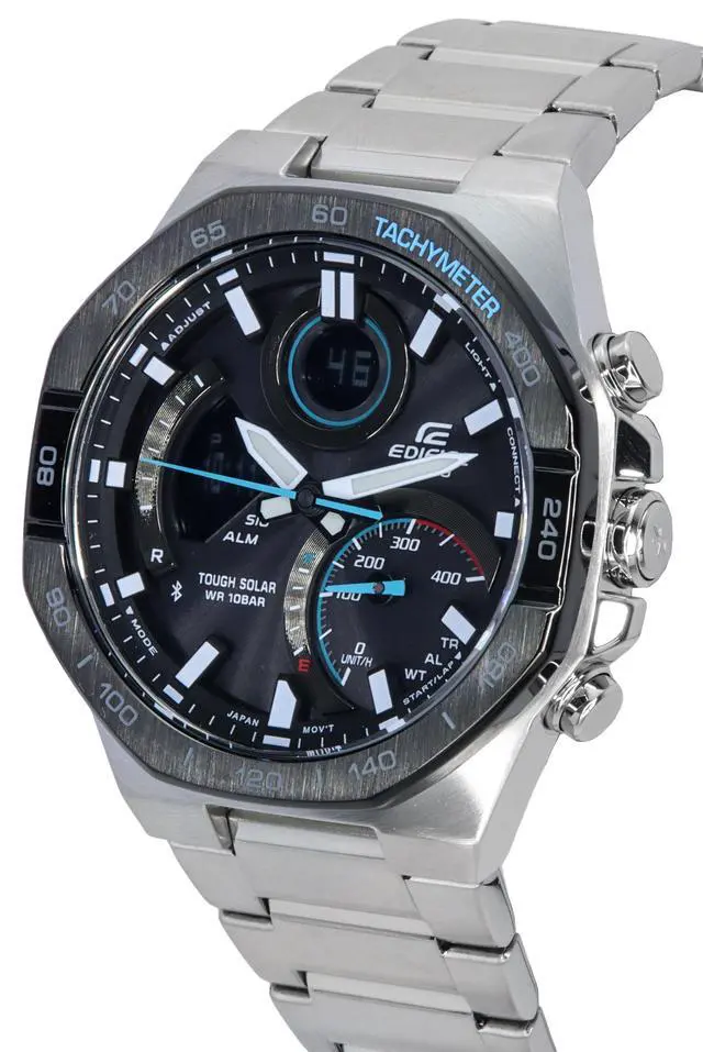 Alt view image 4 of 5 - Casio Edifice Mobile Link Analog Digital Grey Dial Solar ECB-950DB-1A 100M Men's Watch
