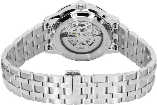 Alt view image 4 of 5 - Bulova Sutton Stainless Steel Green Skeleton Automatic 96A329 Men's Watch