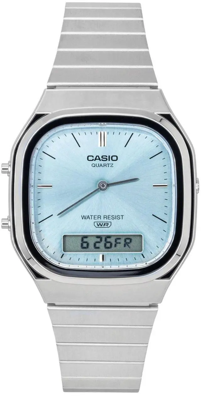 Main image of Casio Vintage Analog Digital Stainless Steel Light Blue Dial Quartz AQ-240E-2A Unisex Watch