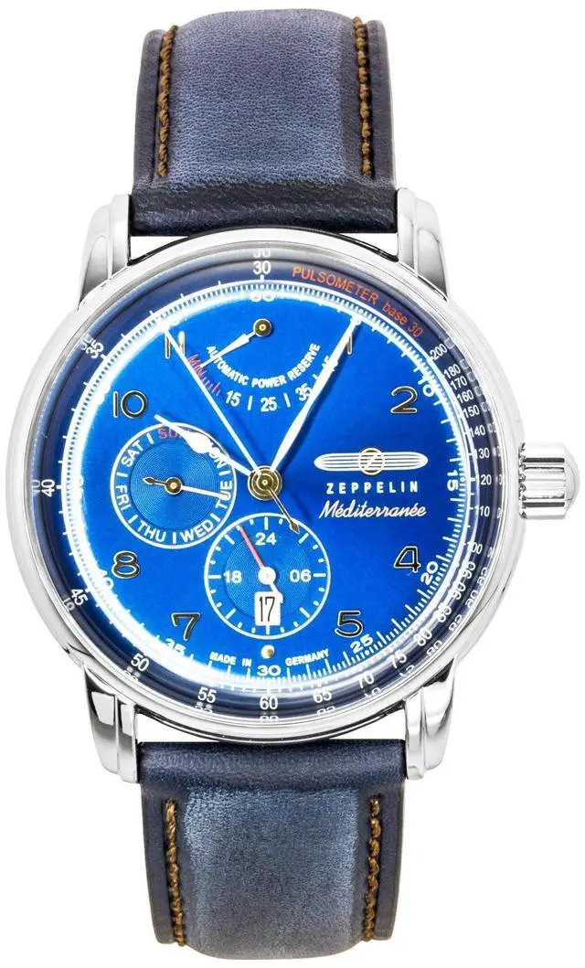 Main image of Zeppelin Mediterranee Leather Strap Blue Dial Automatic 96903 Men's Watch