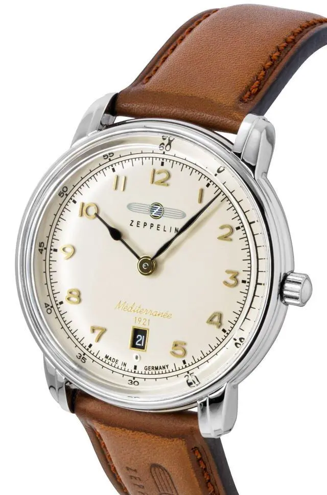 Alt view image 2 of 6 - Zeppelin Mediterranee Leather Strap Beige Dial Quartz 96405 Men's Watch