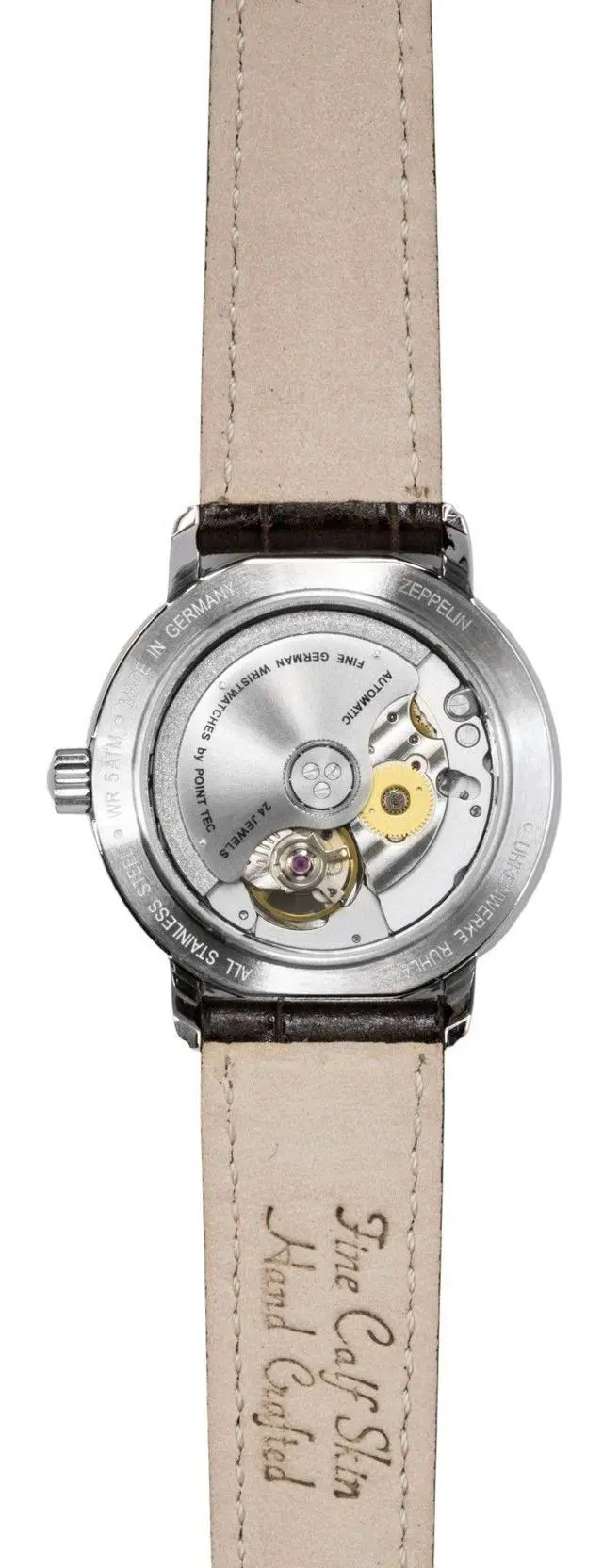 Alt view image 3 of 6 - Zeppelin Friedrichshafen Leather Strap Open Heart Gold Dial Automatic 85675 Women's Watch