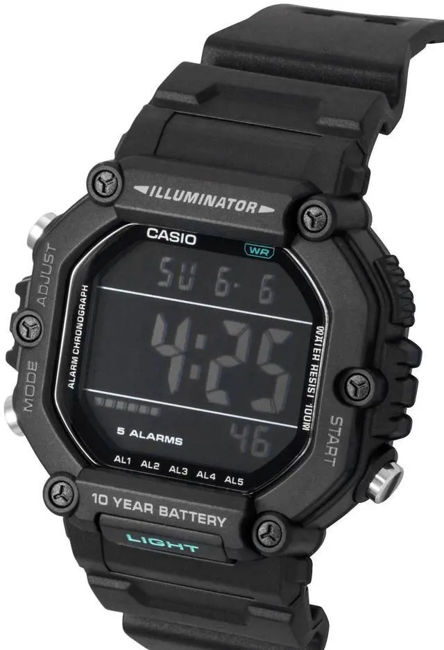 Alt view image 3 of 7 - Casio Digital Extra Long Strap Quartz AE-1600HX-1BV 100M Unisex Watch