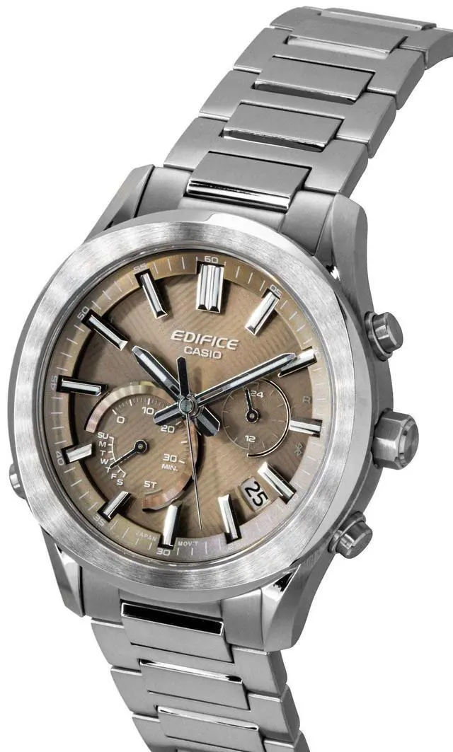 Alt view image 3 of 7 - Casio Edifice Analog Chronograph Smartphone Link Stainless Steel Brown Dial Solar EQB-1300D-5A 100M Men's Watch