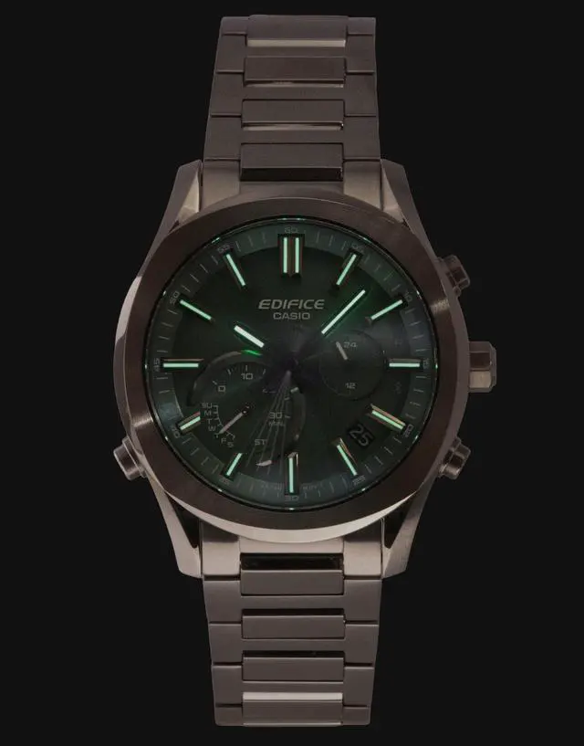 Alt view image 2 of 7 - Casio Edifice Analog Chronograph Smartphone Link Green Dial Stainless Steel Solar EQB-1300DC-3A 100M Men's Watch