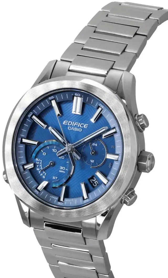 Alt view image 3 of 7 - Casio Edifice Analog Chronograph Smartphone Link Stainless Steel Blue Dial Solar EQB-1300D-2A 100M Men's Watch