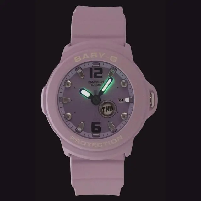 Alt view image 2 of 7 - Casio Baby-G Plus Analog Resin Purple Dial Quartz BGA-15K-6A 100M Women's Watch With Convertible Holder