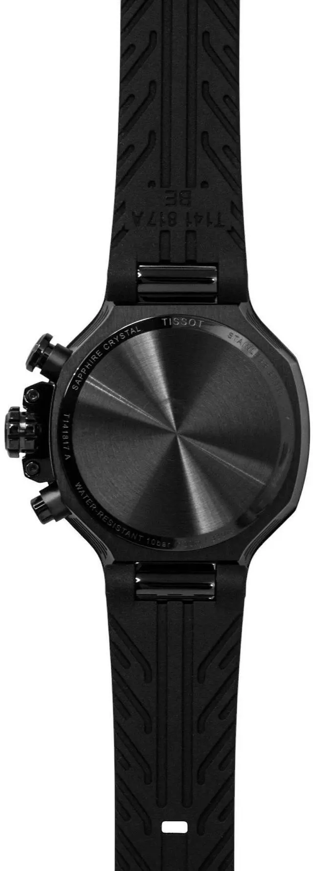 Alt view image 4 of 7 - Tissot T-Race Chronograph Silicone Strap Black Dial Quartz T141.817.37.051.00 100M Men's Watch
