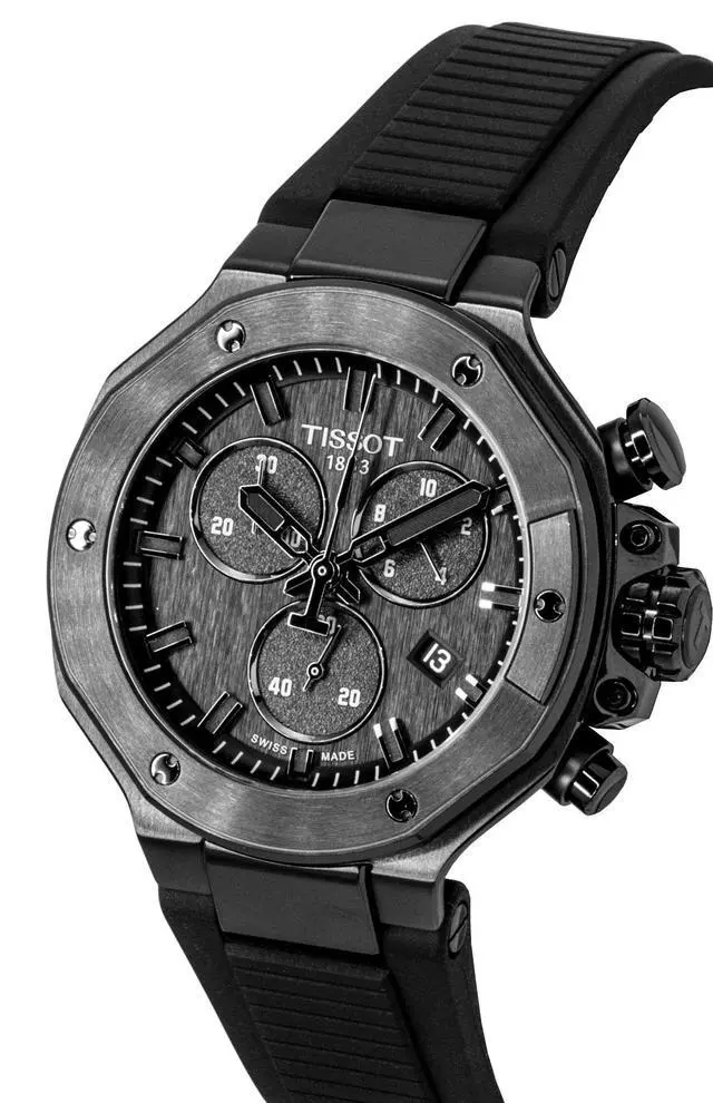 Alt view image 3 of 7 - Tissot T-Race Chronograph Silicone Strap Black Dial Quartz T141.817.37.051.00 100M Men's Watch