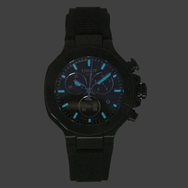 Alt view image 2 of 7 - Tissot T-Race Chronograph Silicone Strap Black Dial Quartz T141.817.37.051.00 100M Men's Watch