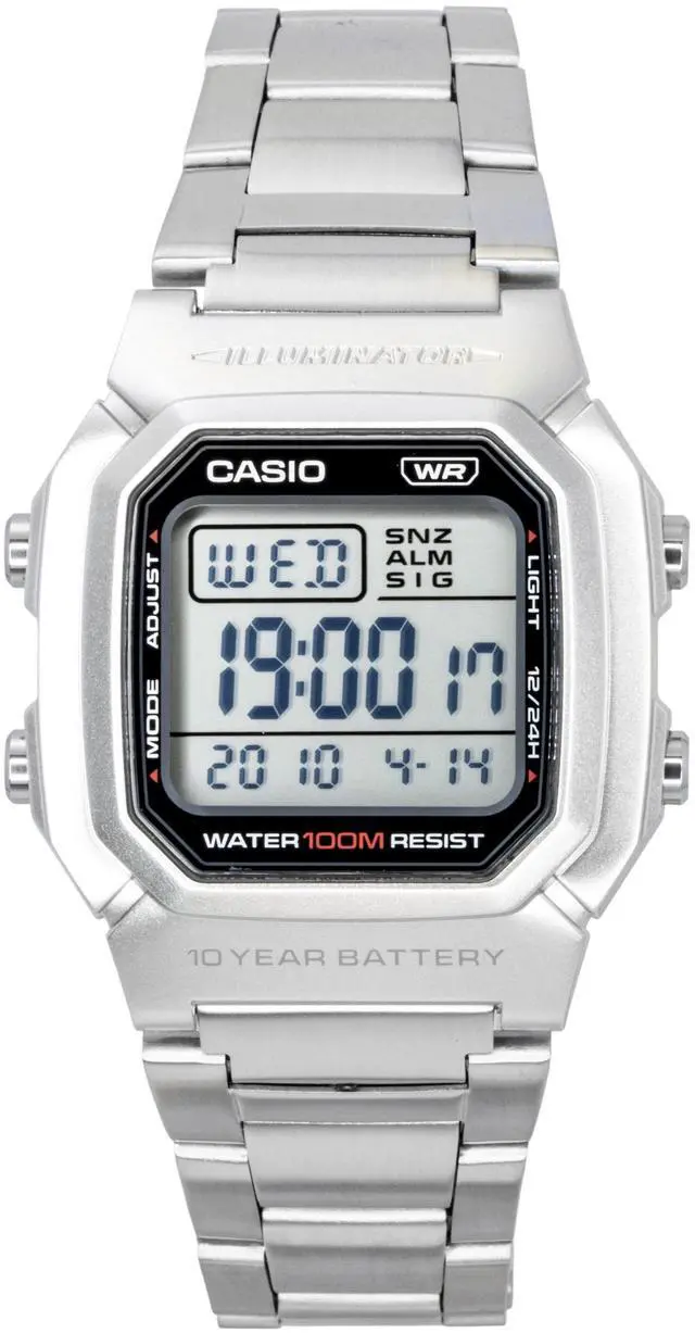 Main image of Casio Digital Stainless Steel Bracelet Quartz W-800HD-1AV 100M Men's Watch