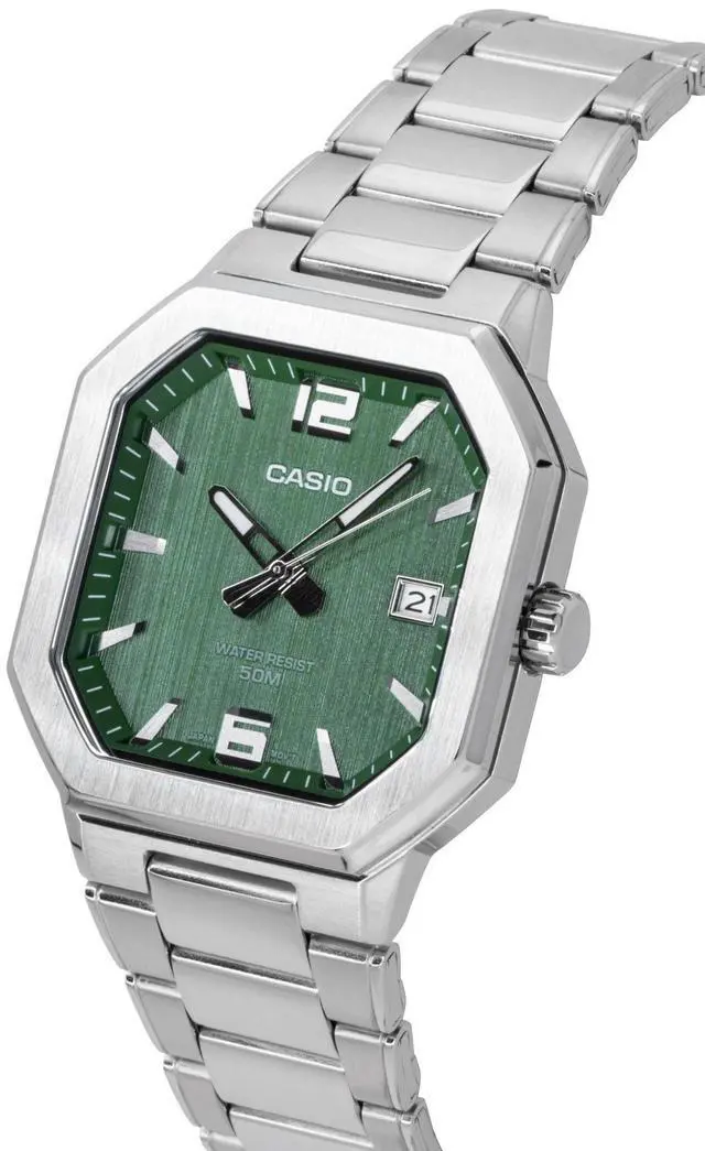 Alt view image 3 of 5 - Casio Analog Stainless Steel Green Dial Quartz MTP-B195D-3AV Men's Watch