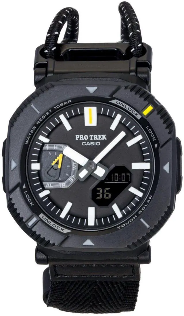 Main image of Casio Pro Trek Analog Digital Smartphone Link Fabric Strap Black Dial Solar PRJ-B001B-1 100M Men's Watch