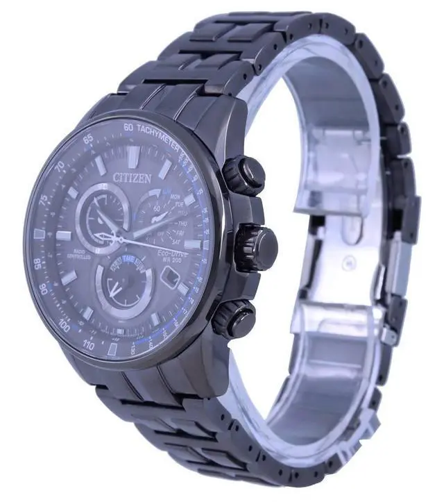 Alt view image 3 of 4 - Citizen PCAT Black Dial Radio Controlled Chronograph Atomic Eco-Drive CB5887-55H 200M Men's Watch