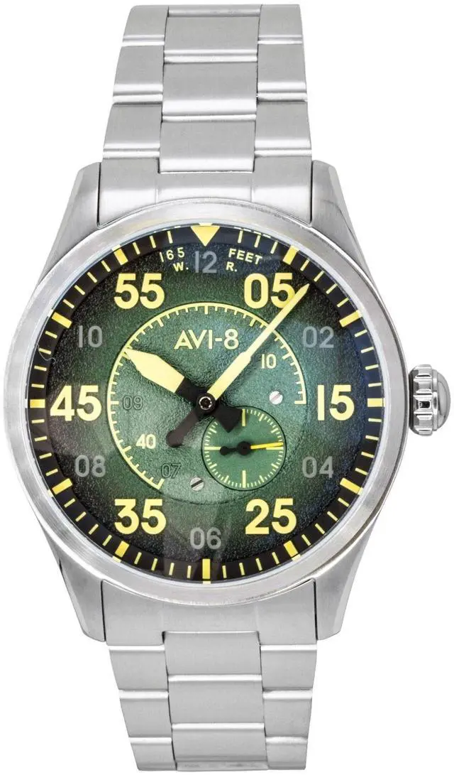 Main image of AVI 8 Spitfire Type 300 Tarmac Tracker Stainless Steel Green Dial Automatic AV-4147-22 Men's Watch