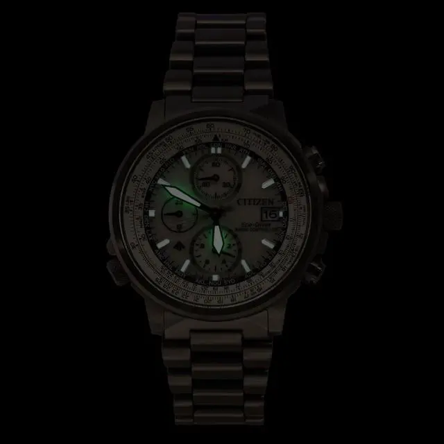 Alt view image 2 of 4 - Citizen Promaster Navihawk A-T Chronograph Stainless Steel Silver Dial Eco-Drive Diver's AT8304-57A 200M Men's Watch