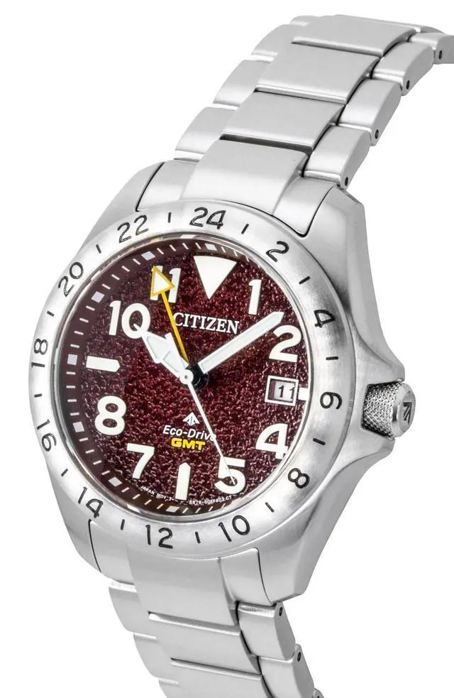 Alt view image 3 of 4 - Citizen Promaster Land GMT Analog Stainless Steel Red Dial Eco-Drive BJ7150-50W 200M Men's Watch