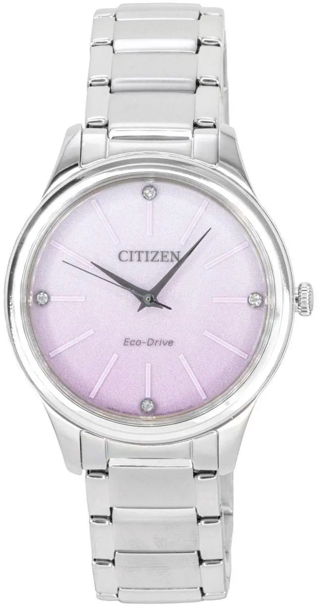 Main image of Citizen Eco-Drive Analog Stainless Steel Pink Dial Solar EM1220-58X Women's Watch