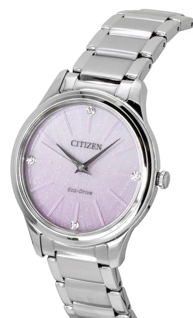 Alt view image 2 of 3 - Citizen Eco-Drive Analog Stainless Steel Pink Dial Solar EM1220-58X Women's Watch
