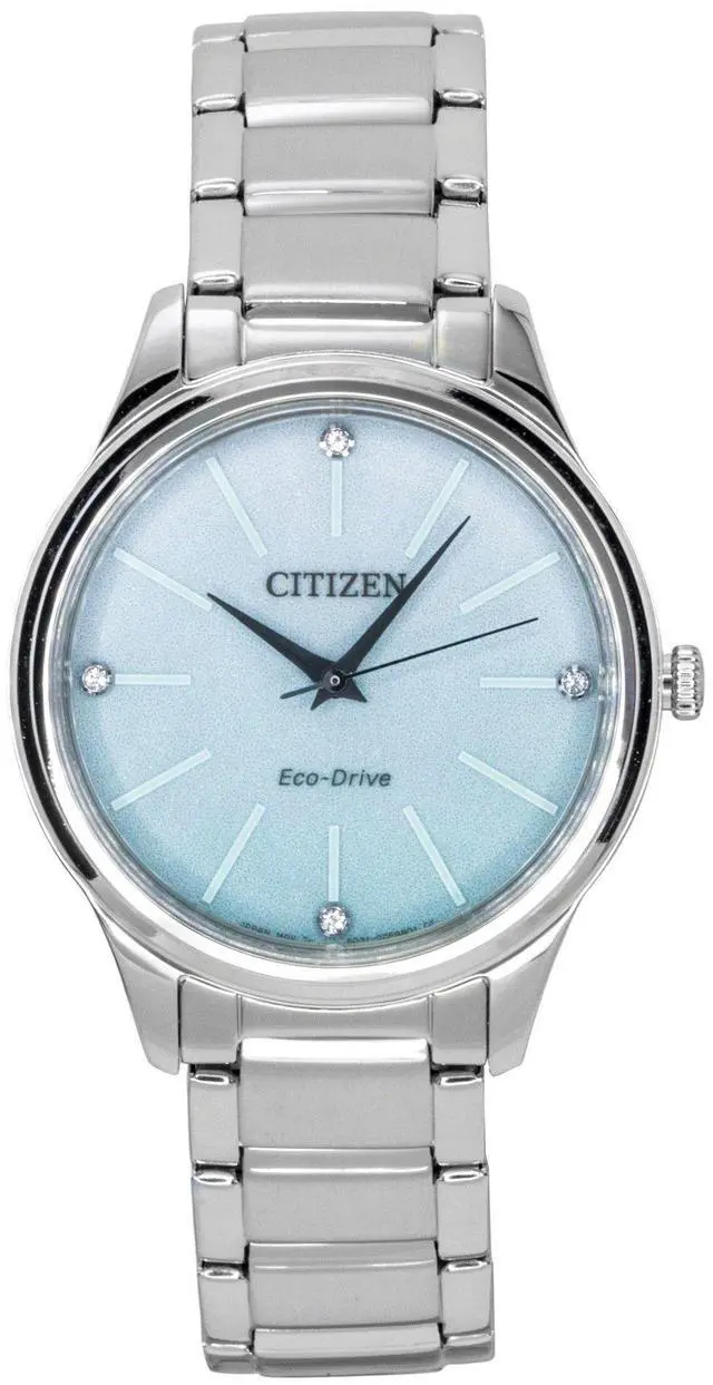 Main image of Citizen Eco-Drive Analog Stainless Steel Ice Blue Dial Solar EM1220-58Y Women's Watch