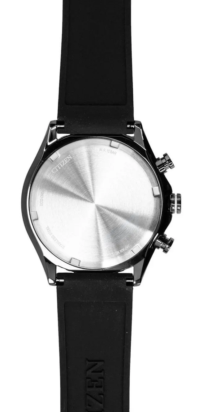Alt view image 4 of 4 - Citizen Eco-Drive Chronograph Silicone Strap Black Dial Solar AT2565-05E 100M Men's Watch