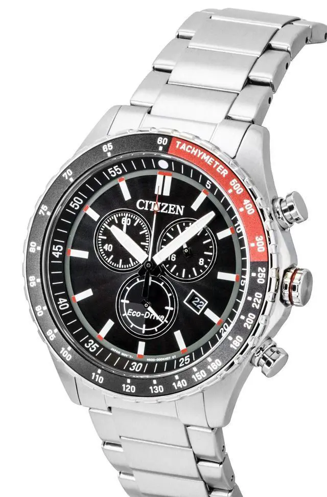 Alt view image 3 of 4 - Citizen Eco-Drive Chronograph Stainless Steel Black Dial Solar AT2566-88E 100M Men's Watch