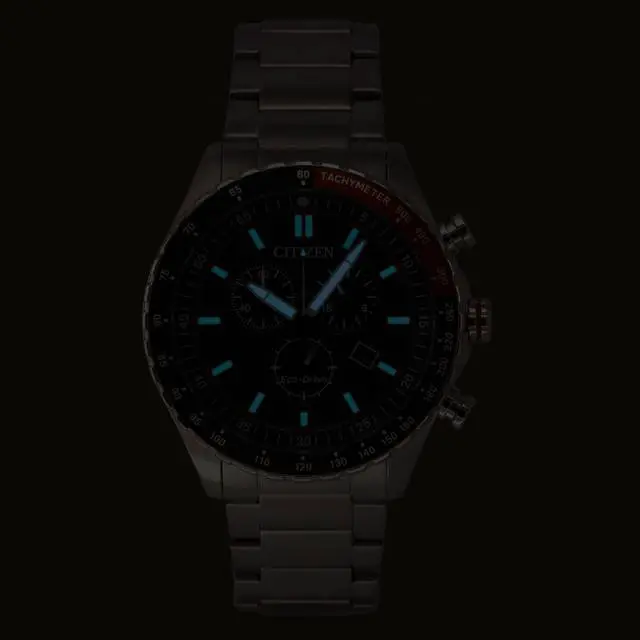 Alt view image 2 of 4 - Citizen Eco-Drive Chronograph Stainless Steel Black Dial Solar AT2566-88E 100M Men's Watch