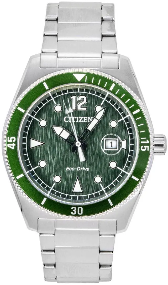 Main image of Citizen Eco-Drive Stainless Steel Green Dial Solar AW1880-55X 100M Men's Watch