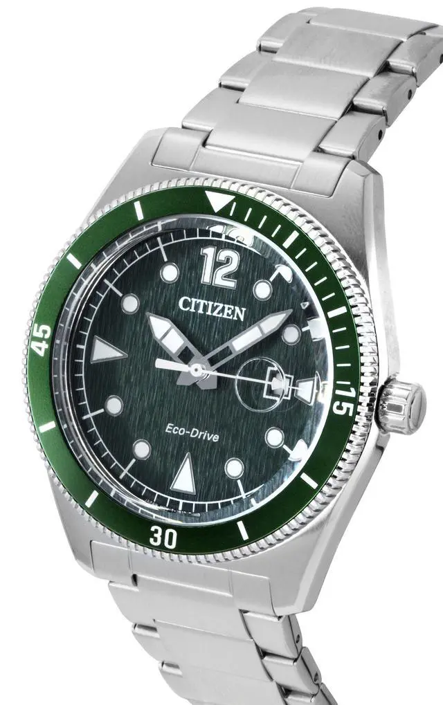 Alt view image 3 of 4 - Citizen Eco-Drive Stainless Steel Green Dial Solar AW1880-55X 100M Men's Watch