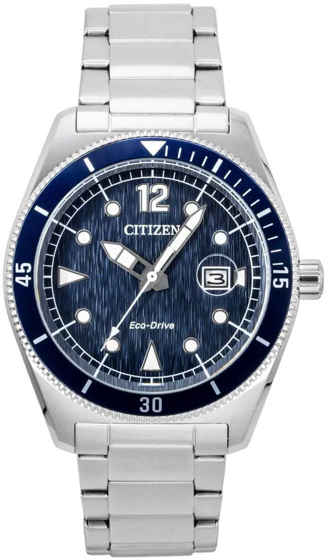 Main image of Citizen Eco-Drive Stainless Steel Blue Dial Solar AW1881-52L 100M Men's Watch