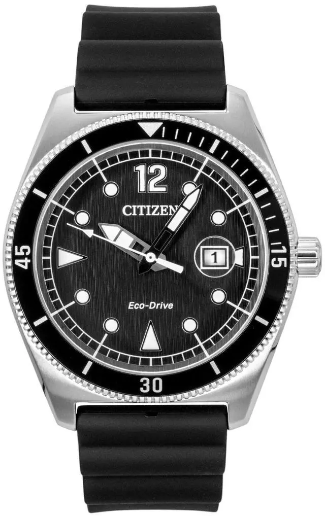 Main image of Citizen Eco-Drive Black Rubber Strap Black Dial Solar AW1889-00E 100M Men's Watch