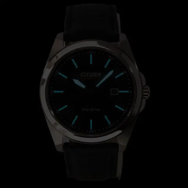 Alt view image 2 of 4 - Citizen Eco-Drive Black Leather Strap Black Dial Solar BM7108-14E 100M Men's Watch