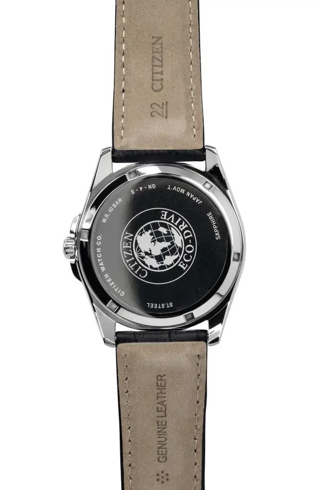 Alt view image 4 of 4 - Citizen Eco-Drive Black Leather Strap Black Dial Solar BM7108-14E 100M Men's Watch