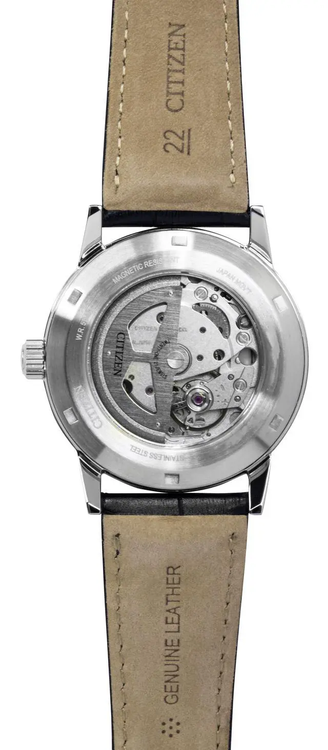 Alt view image 3 of 3 - Citizen Calf Leather Strap Black Dial Automatic NJ0210-05E Men's Watch