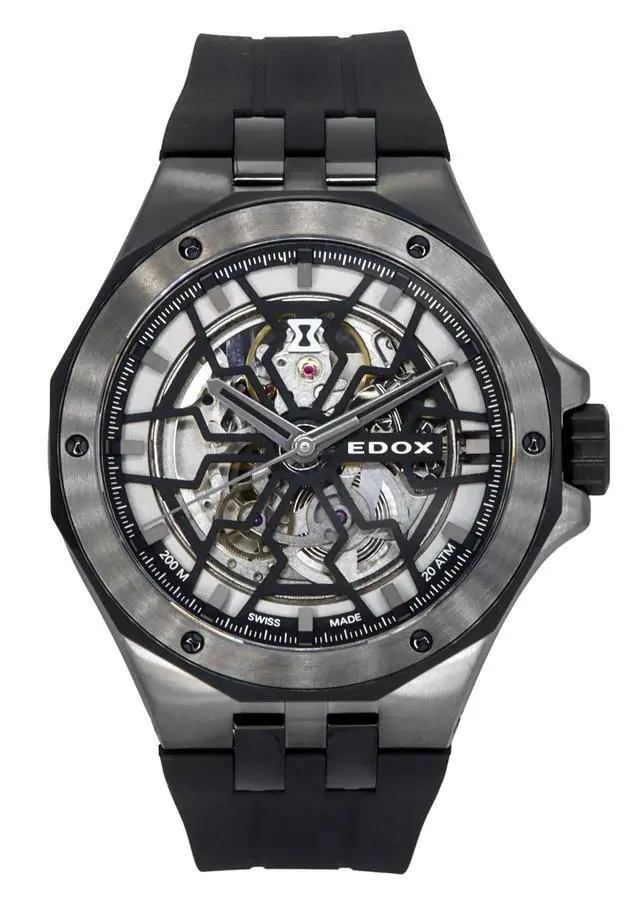 Alt view image 2 of 5 - Edox Delfin The Original Mecano Rubber Strap Skeleton Black Dial Automatic Diver'S 85303 357Gn Ngn 200M Men'S Watch