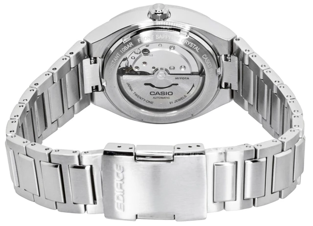 Alt view image 4 of 7 - Casio Edifice Analog Stainless Steel Red Dial Automatic EFK-200D-4A 100M Men's Watch