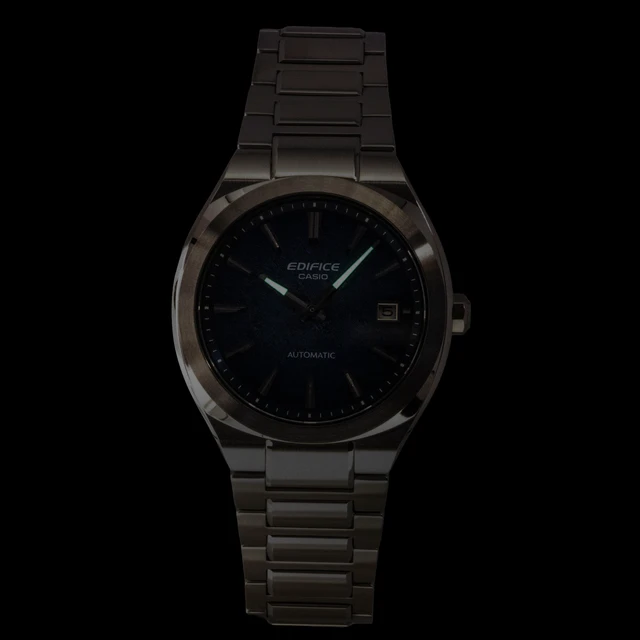 Alt view image 2 of 6 - Casio Edifice Analog Stainless Steel Electroformed Textured Blue Dial Automatic EFK-200D-2A 100M Men's Watch