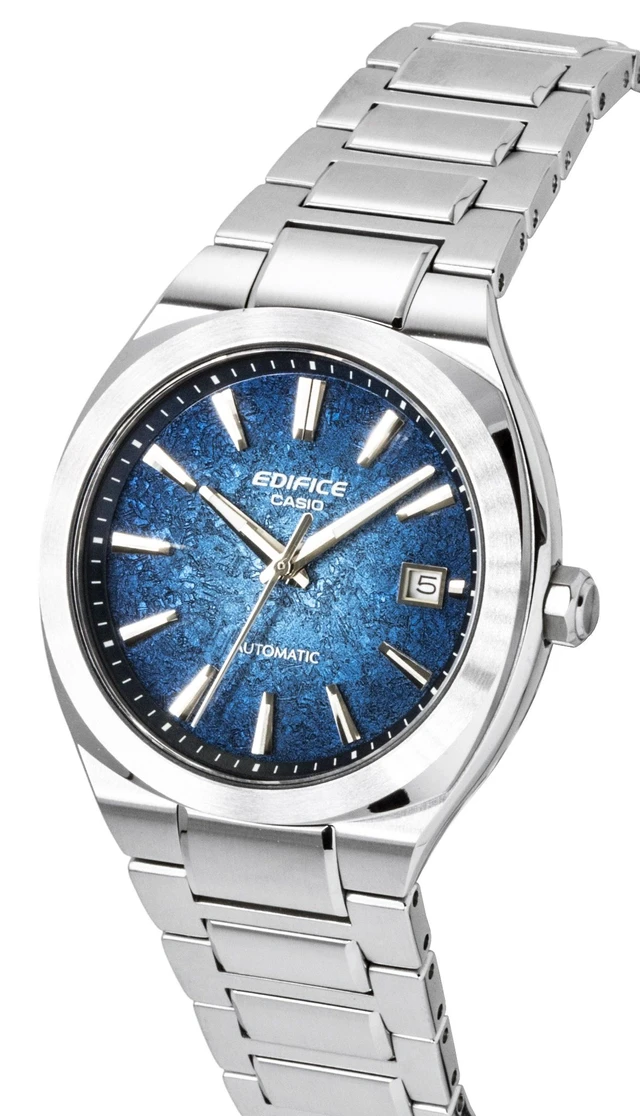Alt view image 3 of 6 - Casio Edifice Analog Stainless Steel Electroformed Textured Blue Dial Automatic EFK-200D-2A 100M Men's Watch