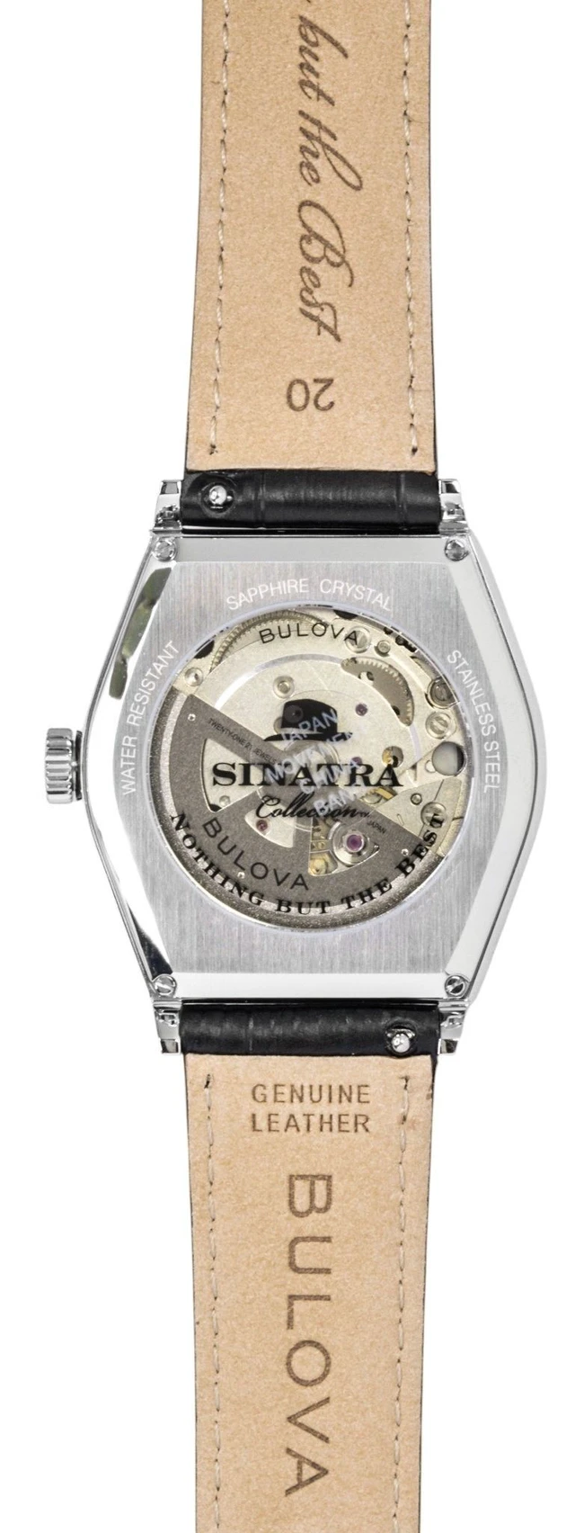 Alt view image 3 of 3 - Bulova Frank Sinatra Leather Strap Beige Dial Automatic 96B483 Men's Watch